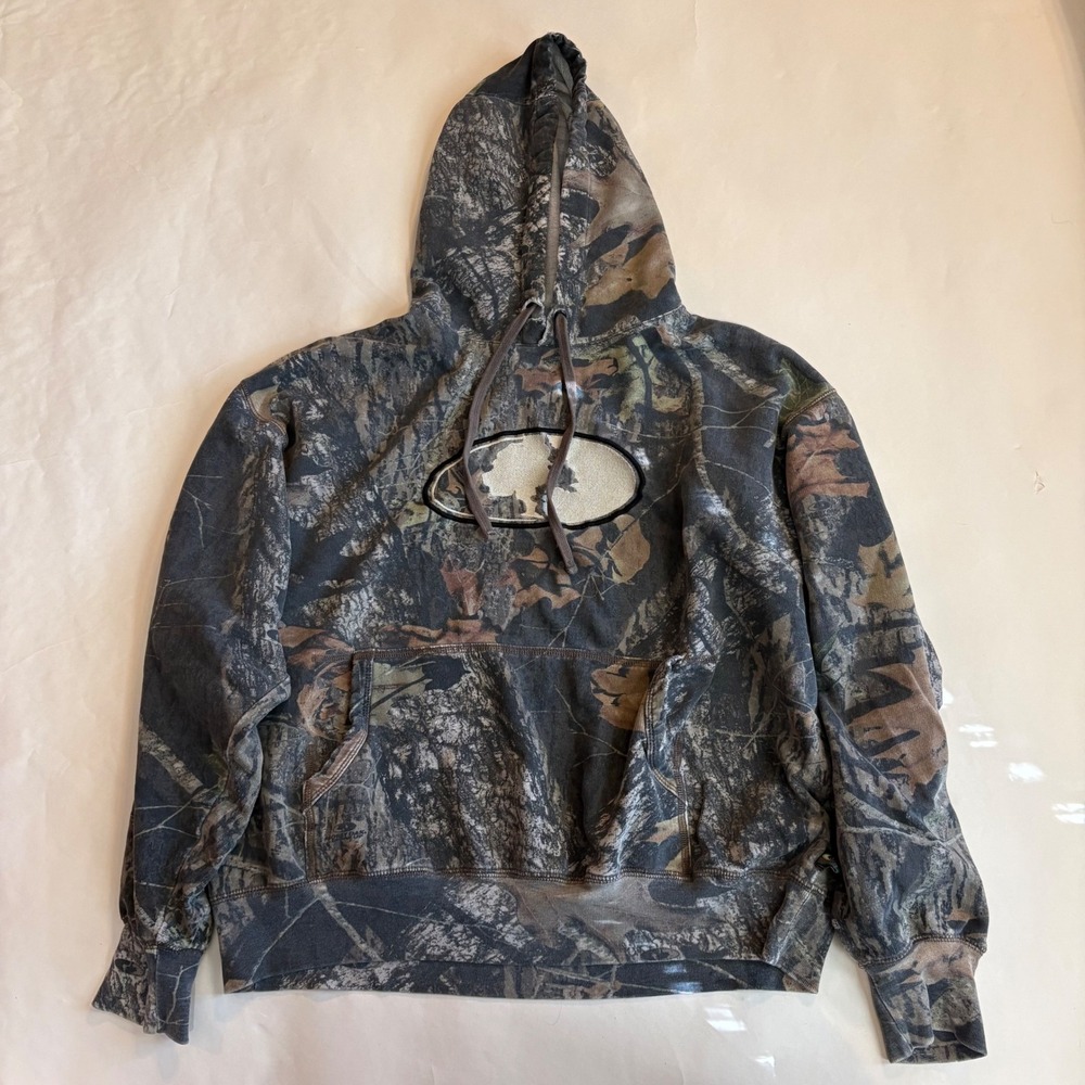 Mossy Oak Camo Pullover Hoodie Mens Large L Real Tree Graphic Logo 4459